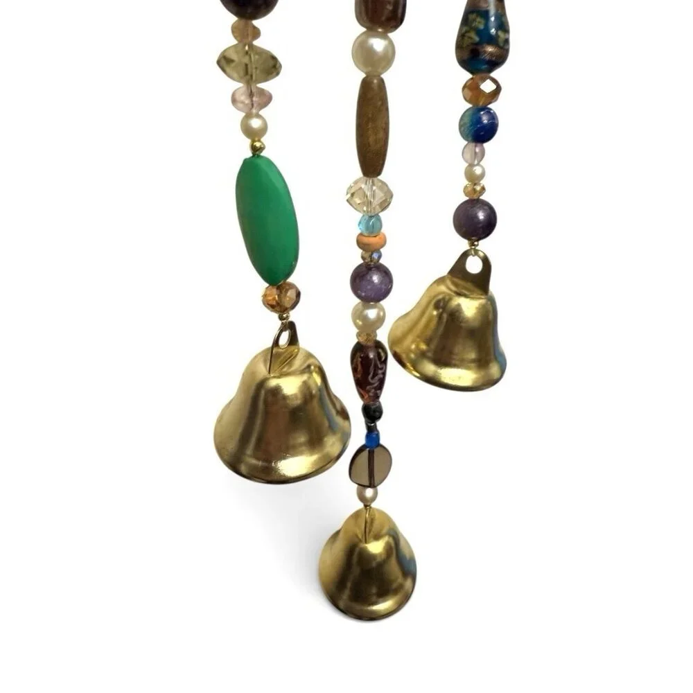 REIMAGINED Glass Bead Wind Chime Suncatcher Brass Bells